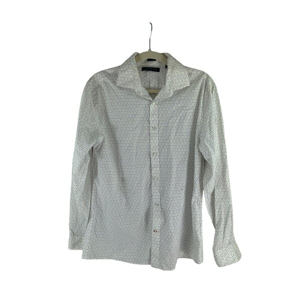 Tommy Hilfiger Mens Slim Fit Button-Up Dress Shirt With Blue Pink Micro Print M - Picture 7 of 10